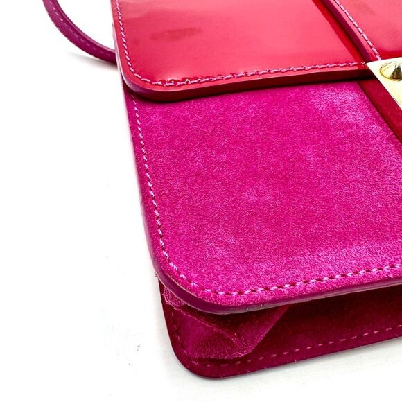 Auth Jimmy Choo Pink Patent Leather Suede 2way Rebel Crossbody Bag Preloved - Picture 4 of 14